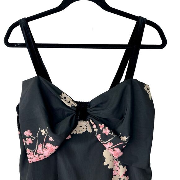 Free People Floral Bow Front Babydoll Mini Dress Empire Waist Coquette Y2K Sz S - Picture 5 of 13